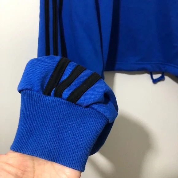 Adidas Oversized Crop sweater cinch waist Blue M - Picture 10 of 14